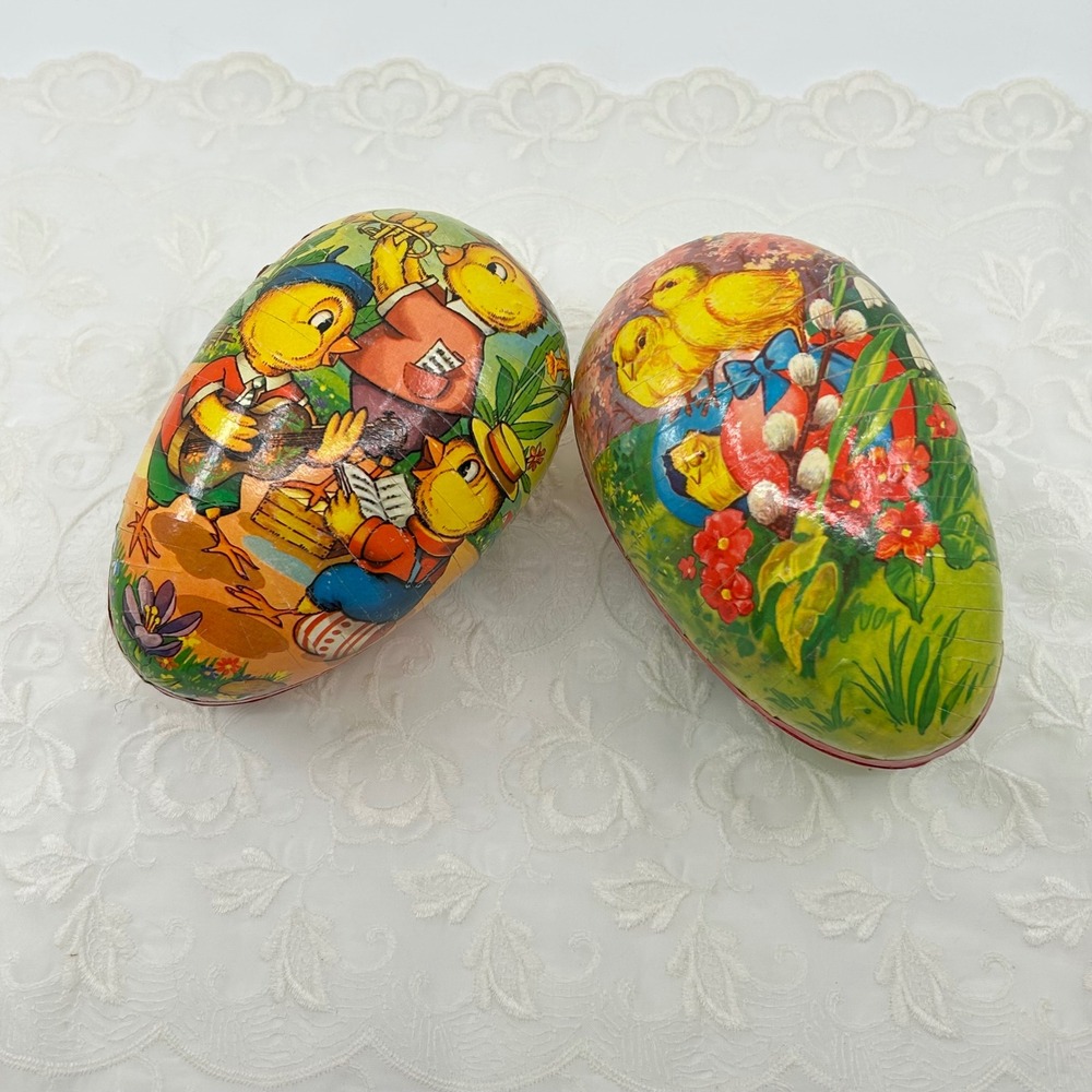 Vintage Paper Mache West Germany Easter Eggs Boxes